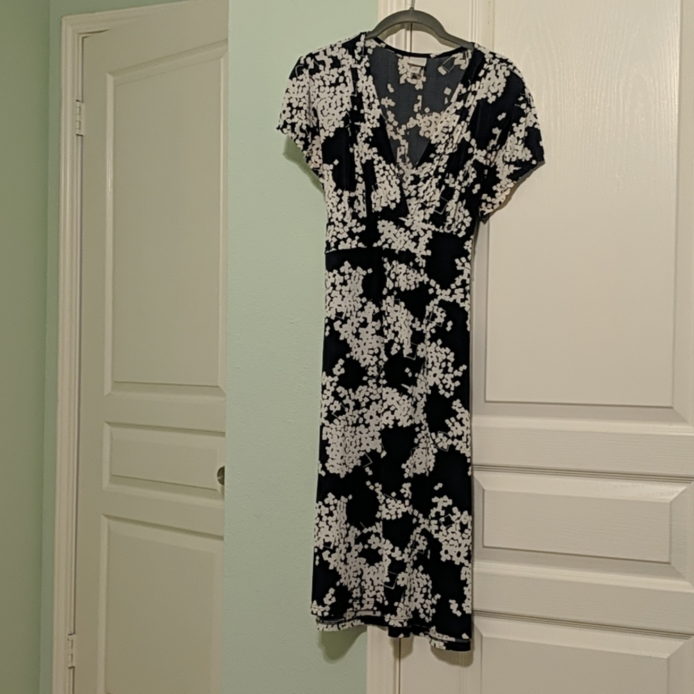 Navy Blue and White Lightweight Work Dress